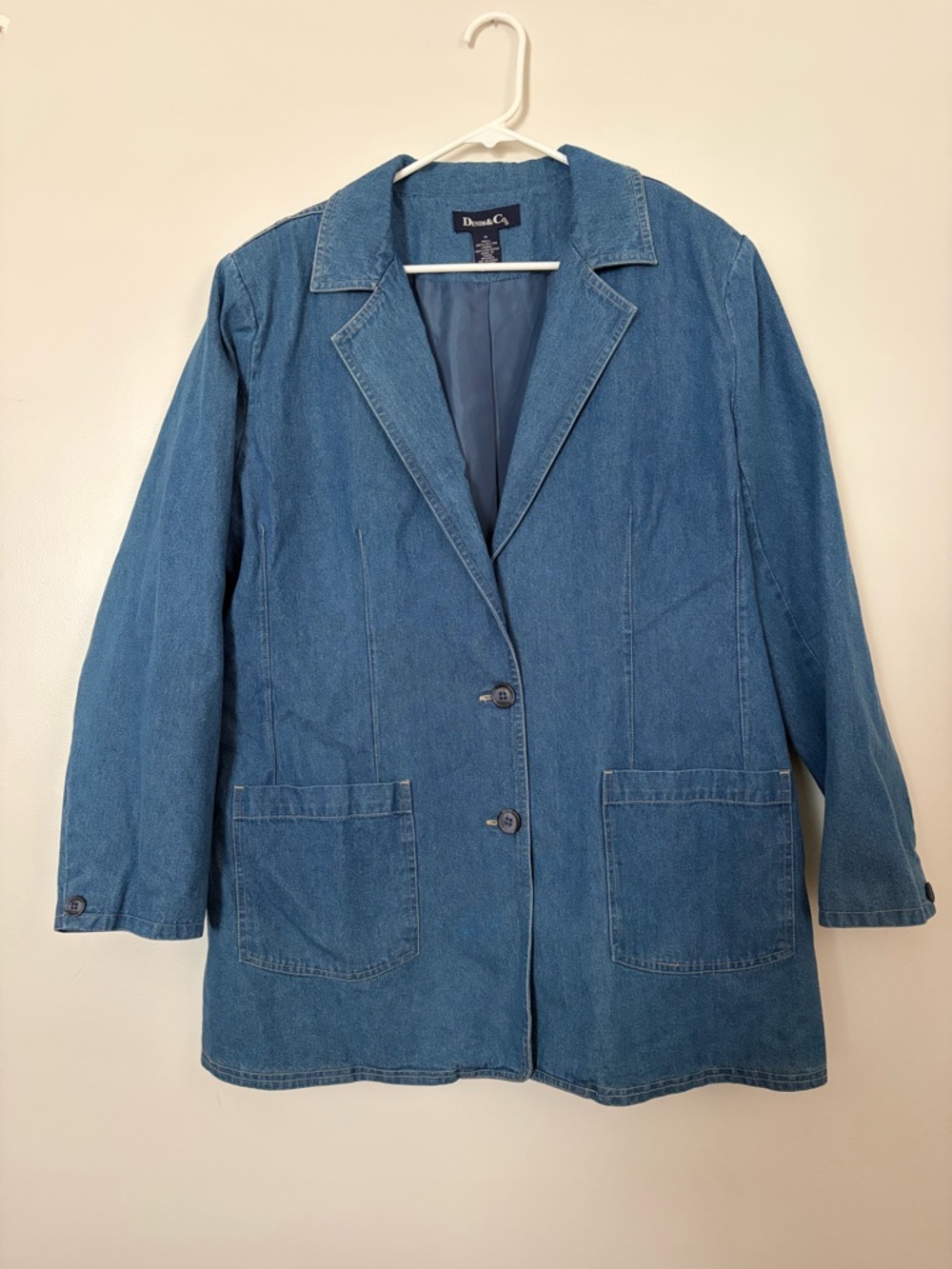 Vintage 100% Cotton Classic Blue Denim Cottagecore Blazer Jacket